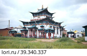 Verkhnyaya Ivolga, Buryatia, Russia - August 9, 2021: Ivolginsky datsan is the Center of the Buddhist Traditional Sangha of Russia, Buddhist Temple located in Buryatia, Russia, 23 km from Ulan Ude. Стоковое фото, фотограф Mikhail Davidovich / Фотобанк Лори