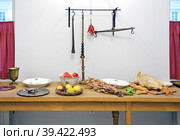 Gavrila Derzhavin Estate Museum in St. Petersburg, Russia. Kitchen (2023 год). Редакционное фото, фотограф Валерия Попова / Фотобанк Лори