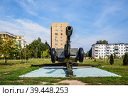 122мм гаубица Д-30. Артиллерийское орудие. Бульвар Победы, парк военной техники. Город Ступино, Московкая область. (2018 год). Редакционное фото, фотограф Владимир Устенко / Фотобанк Лори