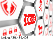 DDoS concept cell blurred background 3d illustration. Стоковая иллюстрация, иллюстратор Максим Иванов / Фотобанк Лори