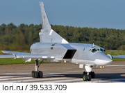 Стратегический бомбардировщик Ту-22М3 ВКС России (2018 год). Редакционное фото, фотограф Александр Тарасенков / Фотобанк Лори