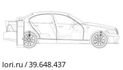 Electric car charging station. Electromobile. Стоковая иллюстрация, иллюстратор Кирилл Черезов / Фотобанк Лори
