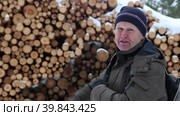TV report about black lumberjacks, an employee of prosecutors office tells TV reporters about illegal logging. Стоковое видео, видеограф Владимир Григорьев / Фотобанк Лори