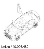 Electric car charging station. Electromobile. Стоковая иллюстрация, иллюстратор Кирилл Черезов / Фотобанк Лори