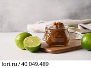 Traditional Sri Lankan Lime Pickle of lime, salt, chilli, pepper. Close up. Стоковое фото, фотограф Светлана Лажко / Фотобанк Лори