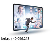 Videoconferencing concept with people in online call. Стоковое фото, фотограф Elnur / Фотобанк Лори