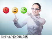 Businesswoman in customer feedback concept. Стоковое фото, фотограф Elnur / Фотобанк Лори