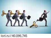 Concept of businessman escaping from office routine. Стоковое фото, фотограф Elnur / Фотобанк Лори