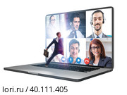 Videoconferencing concept with people in online call. Стоковое фото, фотограф Elnur / Фотобанк Лори