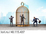 Business people and golden cage concept. Стоковое фото, фотограф Elnur / Фотобанк Лори