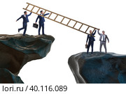 Business people helping to go over chasm. Стоковое фото, фотограф Elnur / Фотобанк Лори