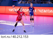 Шишкина Виктория (55) в  гандбольном матче предварительного этапа Olimpbet Суперлиги 2022/23 между женскими командами ЦСКА (Москва. Россия) и «Астраханочка» (Астрахань. Россия). Стадион «Динамо» (2023 год). Редакционное фото, фотограф Pukhov K / Фотобанк Лори