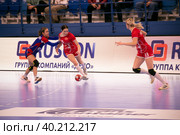 Гандбольный матч предварительного этапа Olimpbet Суперлиги 2022/23 между женскими командами ЦСКА (Москва. Россия) и «Астраханочка» (Астрахань. Россия). Стадион «Динамо» (2023 год). Редакционное фото, фотограф Pukhov K / Фотобанк Лори