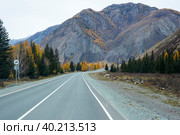 View of Chuysky Trakt in Altay mountains in the autumn. Стоковое фото, фотограф Юлия Белоусова / Фотобанк Лори