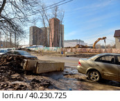 Строительство двадцатиодноэтажного монолитного жилого дома. 11-я Парковая улица, владение 45. Район Северное Измайлово. Город Москва (2023 год). Редакционное фото, фотограф lana1501 / Фотобанк Лори