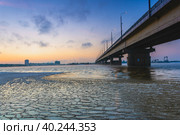 Саратовский мост на рассвете (2020 год). Стоковое фото, фотограф Алексей Горшенин / Фотобанк Лори