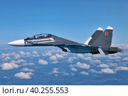 Многоцелевой истребитель Су-30СМ морской авиации ВМФ России (2019 год). Редакционное фото, фотограф Александр Тарасенков / Фотобанк Лори