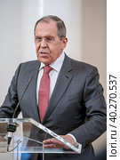 Министр иностранных дел России Сергей Лавров. Редакционное фото, фотограф Андрей Дегтярёв / Фотобанк Лори