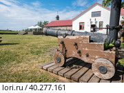 Памятный знак Кексгольмскому полку, крепость Корела. Установлен в честь 300-летия полка, учреждённого Петром I в 1710 году. (2018 год). Редакционное фото, фотограф Ольга Визави / Фотобанк Лори