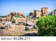 Пейзаж древнего города Иераполис, Памуккале, Турция (2022 год). Стоковое фото, фотограф Baturina Yuliya / Фотобанк Лори