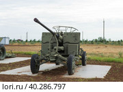 Волгоградская область, Средняя Ахтуба, Россия. Зенитная пушка С-60, калибр 57 мм, противовоздушная оборона. Стоковое фото, фотограф Андрей Цыганков / Фотобанк Лори