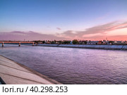 Sunset over Kyzketken, channel, Nukus, Karakalpakstan, Uzbekistan (2017 год). Стоковое фото, фотограф Сергей Майоров / Фотобанк Лори