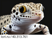 Gecko lizard, closeup macro on black background. Стоковое фото, фотограф Евгений Ткачёв / Фотобанк Лори
