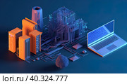 Digital Matrix: An Energy-Filled 3D Rendered Illustration. Стоковое AI-изображение, AI-художник Галина Царькова / Фотобанк Лори