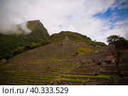 Panoramic view to Machu Picchu archaeological site with Polygonal masonry, Cuzco, Peru (2018 год). Стоковое фото, фотограф Сергей Майоров / Фотобанк Лори