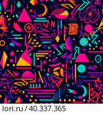 Seamless abstract background with Latin American motifs on a black background. Стоковое AI-изображение, AI-художник Ярославский Максим / Фотобанк Лори