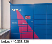 Постамат интернет магазина Ozon Box. Торговый центр "Фабрика". Ивантеевская улица, 25а. Район Богородское. Город Москва (2023 год). Редакционное фото, фотограф lana1501 / Фотобанк Лори