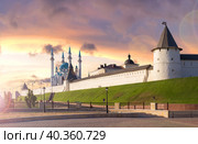 Beautiful sunset over the Kazan Kremlin. Russia (2016 год). Стоковое фото, фотограф Belikart / Фотобанк Лори
