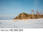 Снежные перемёты на Обском море. Западная Сибирь Россия, Новосибирская область (2023 год). Стоковое фото, фотограф Евгений Мухортов / Фотобанк Лори