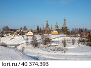 Архангельская область. Нёнокса.  Зимний вид поморской деревни (2023 год). Редакционное фото, фотограф Литвяк Игорь / Фотобанк Лори