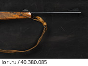 Smoothbore hunting gun on black background close up. Стоковое фото, фотограф Сергей Толмачёв / Фотобанк Лори