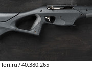 Smoothbore hunting gun on black background close up. Стоковое фото, фотограф Сергей Толмачёв / Фотобанк Лори