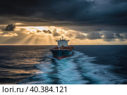 Tanker transporting oil or liquefied gas on the high seas, AI Generated. Стоковое AI-изображение, AI-художник Станислав Тарко / Фотобанк Лори