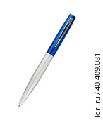 Metal blue pen on white. Стоковое фото, фотограф Roman B. / Фотобанк Лори