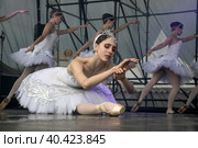 Выступление труппы Имперского русского балета с программой "Мелодия воды" на сцене ВДНХ в честь запуска фонтанов, в городе Москве, Россия (2023 год). Редакционное фото, фотограф Николай Винокуров / Фотобанк Лори