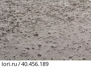 Heavy rain with hail is falling along the highway. Стоковое фото, фотограф Юрий Поздников / Фотобанк Лори