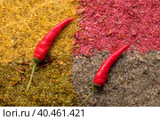 Salted seasoning set. Svan, garlic, Caucasian and Adyghe salt. Стоковое фото, фотограф Юрий Поздников / Фотобанк Лори