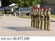 17 April 2023 Lisbon, Portugal: Portugal Commandos - men of special forces soldiers standing in a row. Редакционное фото, фотограф Константин Шишкин / Фотобанк Лори