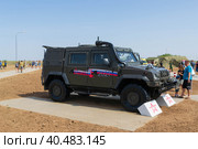 Средняя Ахтуба, Волгоградская область, Россия. Бронированный автомобиль Рысь, модификация, «Рысь LMV M65» машина управления и разведки. (2021 год). Редакционное фото, фотограф Андрей Цыганков / Фотобанк Лори