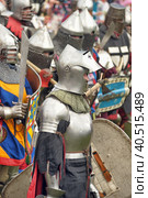 Shot of Advancing Army of Viking Warriors. Medieval Reenactment. (2014 год). Редакционное фото, фотограф Анна Кривицкая / Фотобанк Лори