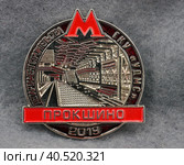 Значок металлический "Прокшино 2019" Редакционное фото, фотограф Максим Гулячик / Фотобанк Лори