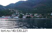 Boka Kotor Adriatic Sea, Verige Strait Kamenari Lepetane Ferry Line Trajekt. Ferryboat for passenger, cargo and vehicles. Tourism and business in Montenegro. Maritime transport coastal. August 16 2022. Стоковое видео, видеограф Юлия Петровская / Фотобанк Лори