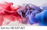 Spectacular smoke and fog in contrasting bright reds, blues and purples. Created by AI. Стоковое AI-изображение, AI-художник Ярославский Максим / Фотобанк Лори