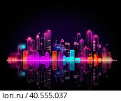 Smart city or digital cityscape IT or Internet of Things cloud computing with hologram. Created by Ai. Стоковое AI-изображение, AI-художник Ярославский Максим / Фотобанк Лори