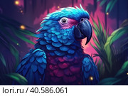 Close-up portrait of a colorful parrot. Generative AI. Стоковое AI-изображение, AI-художник Юрий Поздников / Фотобанк Лори