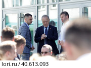Директор Балашихинского 345 Механического завода Рустам Мухтарович Гатауллин на открытии новой проходной завода (2023 год). Редакционное фото, фотограф Дмитрий Неумоин / Фотобанк Лори